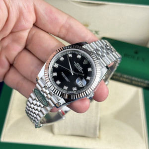 Đồng Hồ Rolex Rep 1:1 Rolex Datejust 126334 Mặt Đen Nạm Kim Cương 41mm CLEAN Factory