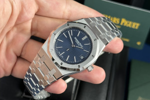 Đồng Hồ AP Rep 1:1 Audemars Piguet Royal Oak Jumbo Extra-thin 16202ST Blue 50th Anniversary 39mm ZF Factory