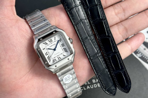 Đồng Hồ Cartier Rep 1:1 Cartier Santos De WSSA0009 Dây Thép và Dây Da 35,1mm BV Factory