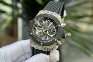 Đồng Hồ Hublot Rep 1:1 Hublot Big Bang Unico Skeleton Black Ceramic Silver Dial 42mm BBF Factory