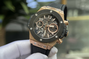 Đồng Hồ Hublot Rep 1:1 Hublot Big Bang Unico Skeleton King Gold Ceramic 42mm BBF Factory