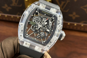 Đồng Hồ RM Rep 1:1 Richard Mille RM35-01 Vỏ Trong Suốt Sapphire Crystal Dây Đen Skeleton 42 x 50mm SONIC Factory