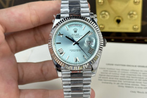 Đồng Hồ Rolex Rep 1:1 Rolex Day-Date Bản Thép Nặng Blue Dial 40mm QF Factory