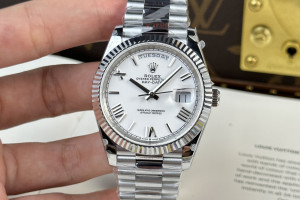 Đồng Hồ Rolex Rep 1:1 Rolex Day-Date White 40mm QF Factory