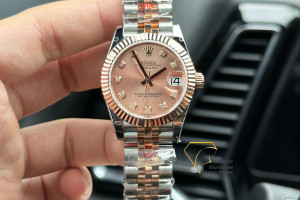 Đồng Hồ Rolex Rep 1:1 Rolex Datejust 31 278271 Bọc Vàng Rose Gold Sundust Dial Cọc Số Kim Cương Thiên Nhiên GM Factory