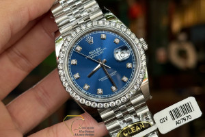 Đồng Hồ Rolex Rep 1:1 Rolex Datejust 41 126334 Stainless Steel Blue Dial 41mm Độ Viền Moissanite Hongkong Clean Factory